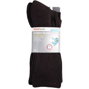 CVS Health Crew Comfort Socks For Diabetics, 2 Pairs, L/XL, Black - 2 Ct