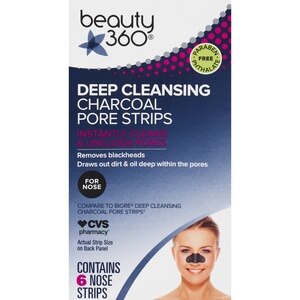 Beauty 360 Deep Cleansing Charcoal Pore Strips, 6 Ct , CVS