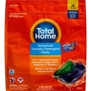 Total Home Advanced - Paquete de detergente para la ropa, 35 u.