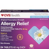 CVS Health 12Hr Non Drowsy Allergy Relief Fexofenadine HCl Tablets, 24 CT, thumbnail image 1 of 7