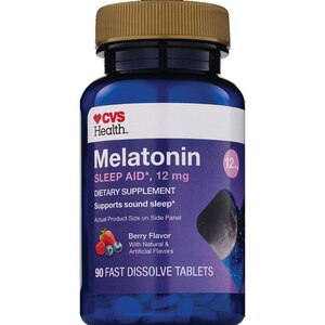 CVS Health - Tabletas con Melatonin para dormir, Berry, 12 mg, 90 u.