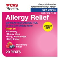 CVS Health Allergy Relief Diphenhydramine Soft Chews, 20 CT