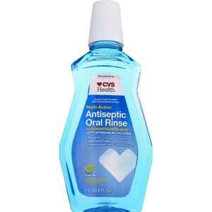 CVS Health Alcohol-Free Multi-Action Antiseptic Oral Rinse Blue Mint, 33.8 OZ
