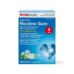 CVS Health Sugar Free Nicotine 4mg Gum, Ice Mint, 100 Ct