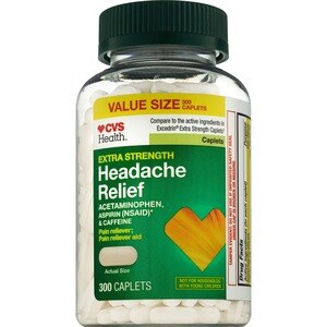 CVS Health Extra Strength Headache Relief Acetaminophen, Aspirin (NSAID) & Caffeine Caplets, 300 Ct