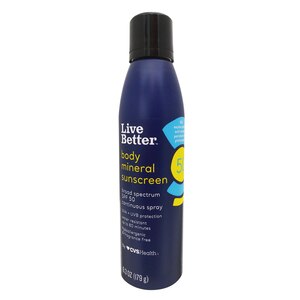 Live Better Body Mineral Spray Sunscreen, SPF 50, 6.3 OZ