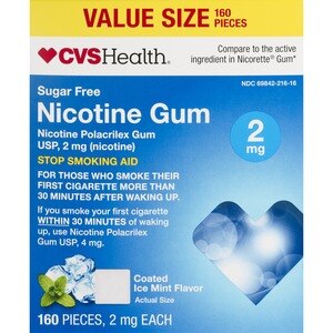 CVS Health Sugar Free Nicotine 2mg Gum, Ice Mint, 160 Ct