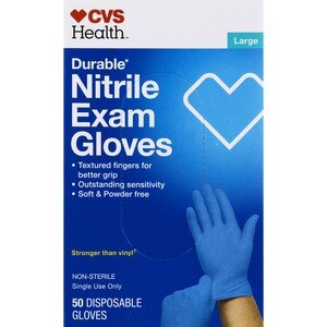 CVS Health, Durable Nitrile Exam Disposable Gloves, One Size Fits Most