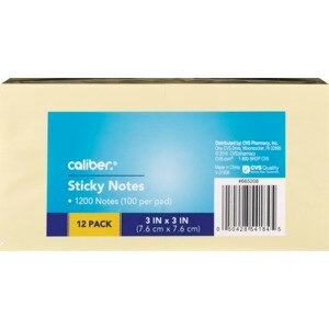 Caliber Sticky Notes, 12 Pack, 1200 CT