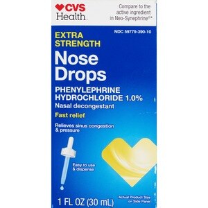 Nose Drops - Hidrocloruro de fenilefrina al 1.0% en gotas, potencia extra para el alivio rápido de la congestión nasal