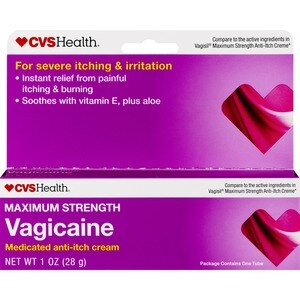 CVS Health Vagicaine - Crema medicinal antiprurito, máxima potencia, 1 oz