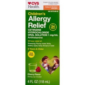  CVS Health Children Cetirizine Hydrochloride Oral Solution Cherry, 4 OZ 