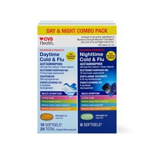 CVS Health - Cápsulas blandas líquidas para el día y la noche, para los síntomas fuertes del resfriado y la gripe