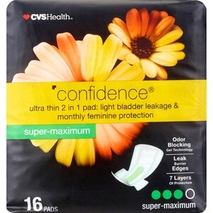 CVS Health Confidence - Toallitas ultradelgadas 2 en 1, Super/ Maximum, 16 u.