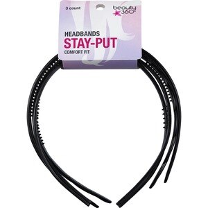  Beauty 360 Stay Put Twist Headbands Black, 3/Pack 