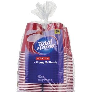 Disposable Party Plastic Cups [100 Pack - 18 Oz.] Red Drinking Cups