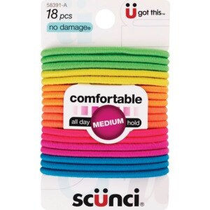 Scunci Medium Hold Ponytailers Neon, 18CT