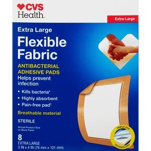 CVS Health Extra Large Flexible Fabric Antibacterial Adhesive Pads, 8 CT