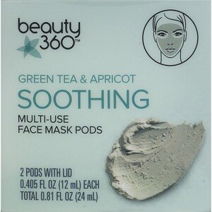 Beauty 360 Green Tea & Apricot Soothing Multi-Use Face Mask Pods, 2CT