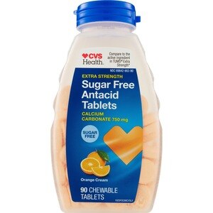CVS Health Extra Strength Antacid Tablets Sugar Free, Orange Creme, 90 Ct