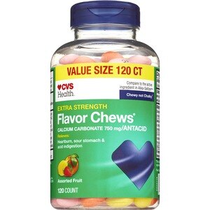 CVS Health Extra Strength Antacid Flavor Chews, Assorted Fruit, 120 Ct