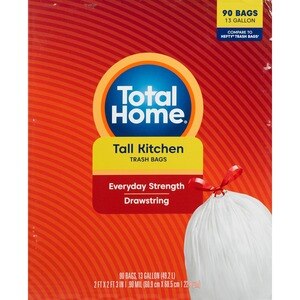 Total Home 13 Gallon Tall Kitchen Trash Bags - 90 ct | CVS