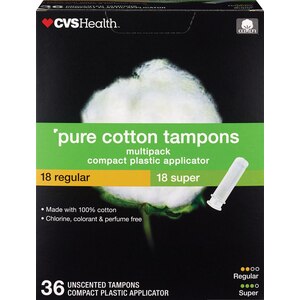CVS Pure Cotton Tampons Regular/Super, 36 CT
