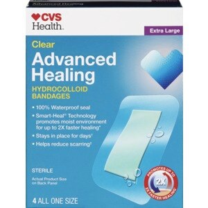 CVS Health Clear Advanced Healing Hydrocolloid Bandages, Extra Large, 4 Ct