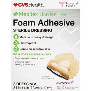 CVS Health Mepilex Border Flex Foam Adhesive Sterile Dressings, 3CT