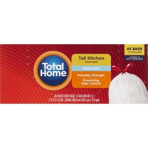 13 Gallon Draw String Trash Bags - 45 Count, Ocean Breeze Scented