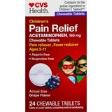 CVS Health Children's Acetaminophen Pain Reliever & Fever Reducer Chewable Tablets, Grape, 24 CT, thumbnail image 1 of 7