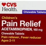 CVS Health Children's Acetaminophen Pain Reliever & Fever Reducer Chewable Tablets, Grape, 24 CT, thumbnail image 2 of 7