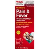 CVS Health Children's Acetaminophen Dye Free Pain Reliever & Fever Reducer Oral Suspension, Cherry, 4 FL OZ, thumbnail image 1 of 7