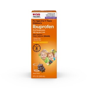 CVS Health Children's Ibuprofen Pain Reliever & Fever Reducer (NSAID) Oral Suspension, Grape, 8 FL Oz - 8 Oz