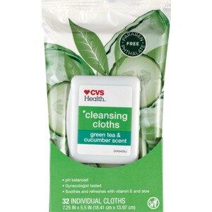 CVS Health Cleansing Cloths, Green Tea & Cucumber, 32 Ct