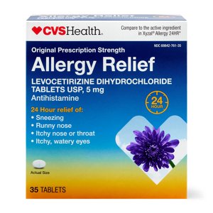 CVS Health 24HR Allergy Relief Levocetirizine Dihydrochloride Tablets, 80 Count