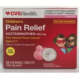 CVS Health Children's Acetaminophen Chewable 160 MG Tablets, Bubblegum, 24 CT, thumbnail image 1 of 4