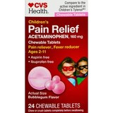 CVS Health Children's Acetaminophen Pain Reliever & Fever Reducer Chewable Tablets, Bubble Gum, 24 CT, thumbnail image 1 of 6