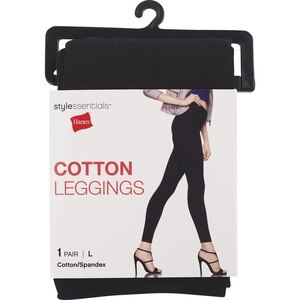 Style Essentials By Hanes Cotton Leggings, Black, L , CVS
