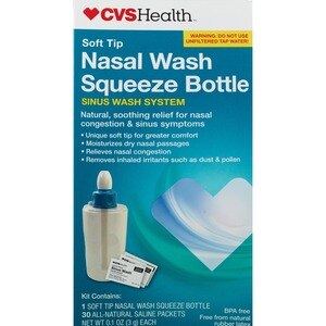  CVS Health Nasal Wash Squeeze Bottle Sinus Wash System, 0.1 OZ 