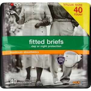 CVS Health Fitted Briefs Maximum Absorbency, 40 Ct