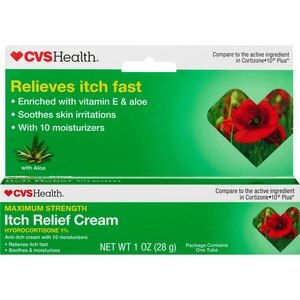  CVS Health Hydrocortisone 1% Anti-Itch Cream Plus 10 Moisturizers,1 OZ 
