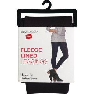 Style Essentials By Hanes Fleece Lined Leggings, Blackout Opaque, M , CVS