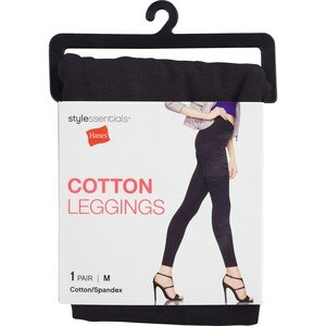 Style Essentials By Hanes Cotton Leggings, Black, M , CVS