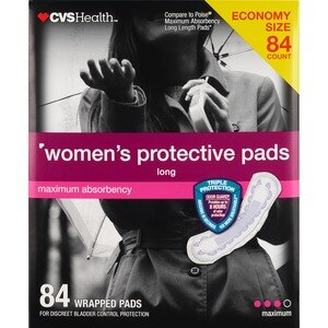 CVS Health Women's Protective Pads Maximum Absorbency, Long, 84 Ct