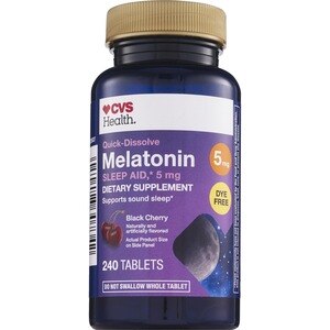 CVS Health Dye Free Melatonin 5 MG Quick-Dissolve Tablets, Black Cherry, 240 Ct