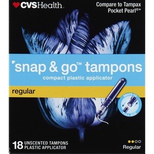 CVS Health Snap & Go - Tampones, Regular, 18 u.