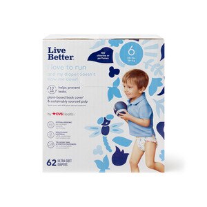 Live Better by CVS Health Diapers, Club Box, Size 6, 62CT