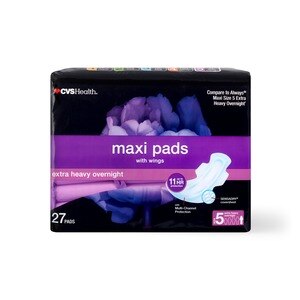 Always Maxi Overnight Pads Extra Heavy Size 5 with Wings 27 Count