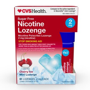 CVS Health, Mini Nicotine Lozenge, Stop Smoking Aid, Cherry Ice, 81 CT